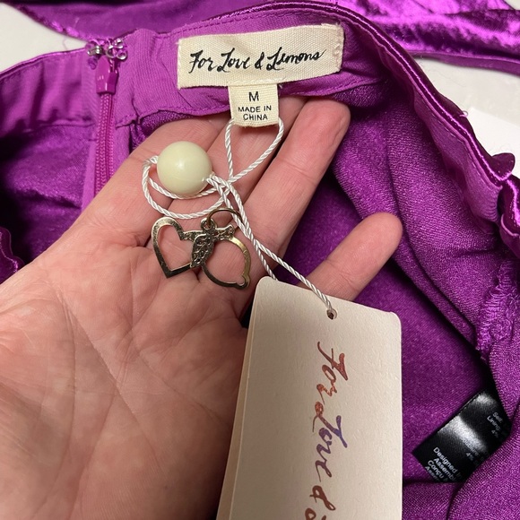 NWT For Love And Lemons Bowie Metallic Mini Skirt in Electric Purple - Picture 4 of 13